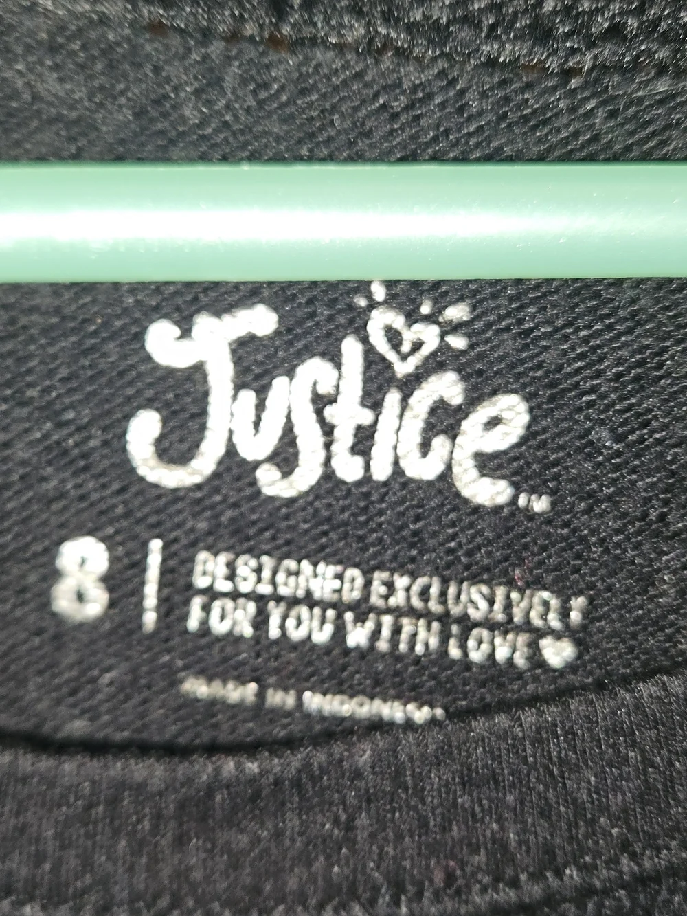 Justice Black Long Sleeve Tee with Pink & Blue Ice Cream Graphic Girls Size 8